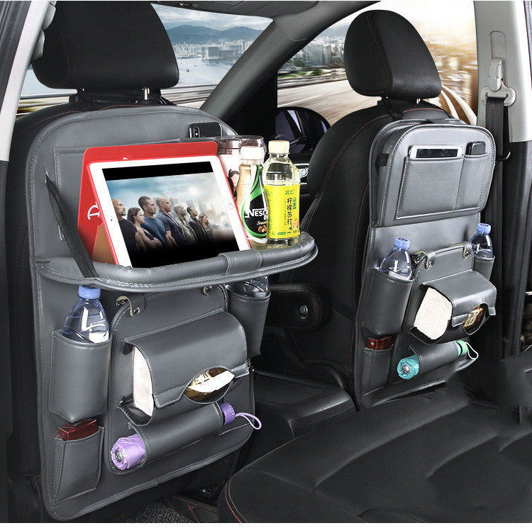 Leather Car Storage Bag Multifunction Seat Back Tray