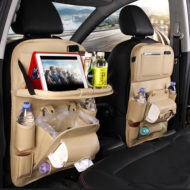 Leather Car Storage Bag Multifunction Seat Back Tray