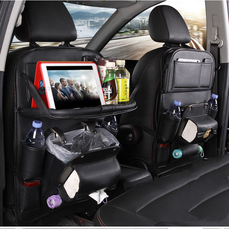 Leather Car Storage Bag Multifunction Seat Back Tray