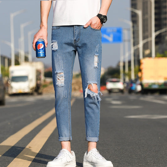 Summer Men's Ripped Slim-fit Jeans