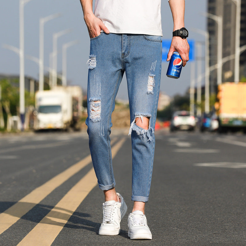 Summer Men's Ripped Slim-fit Jeans