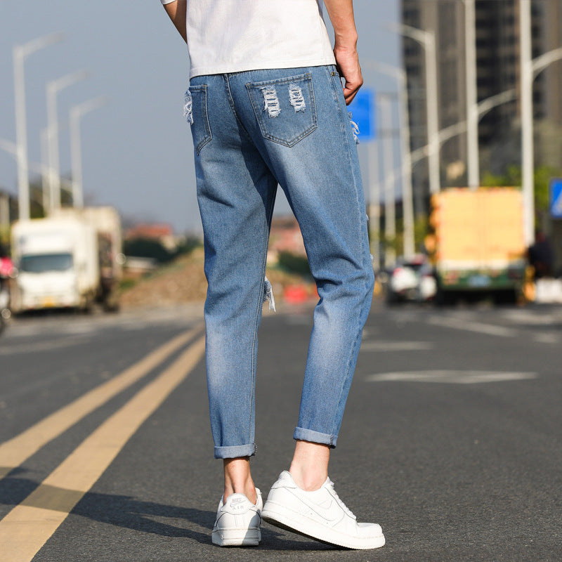 Summer Men's Ripped Slim-fit Jeans