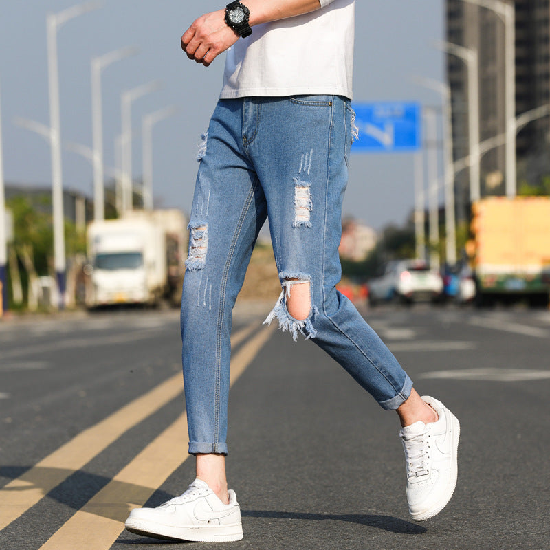 Summer Men's Ripped Slim-fit Jeans