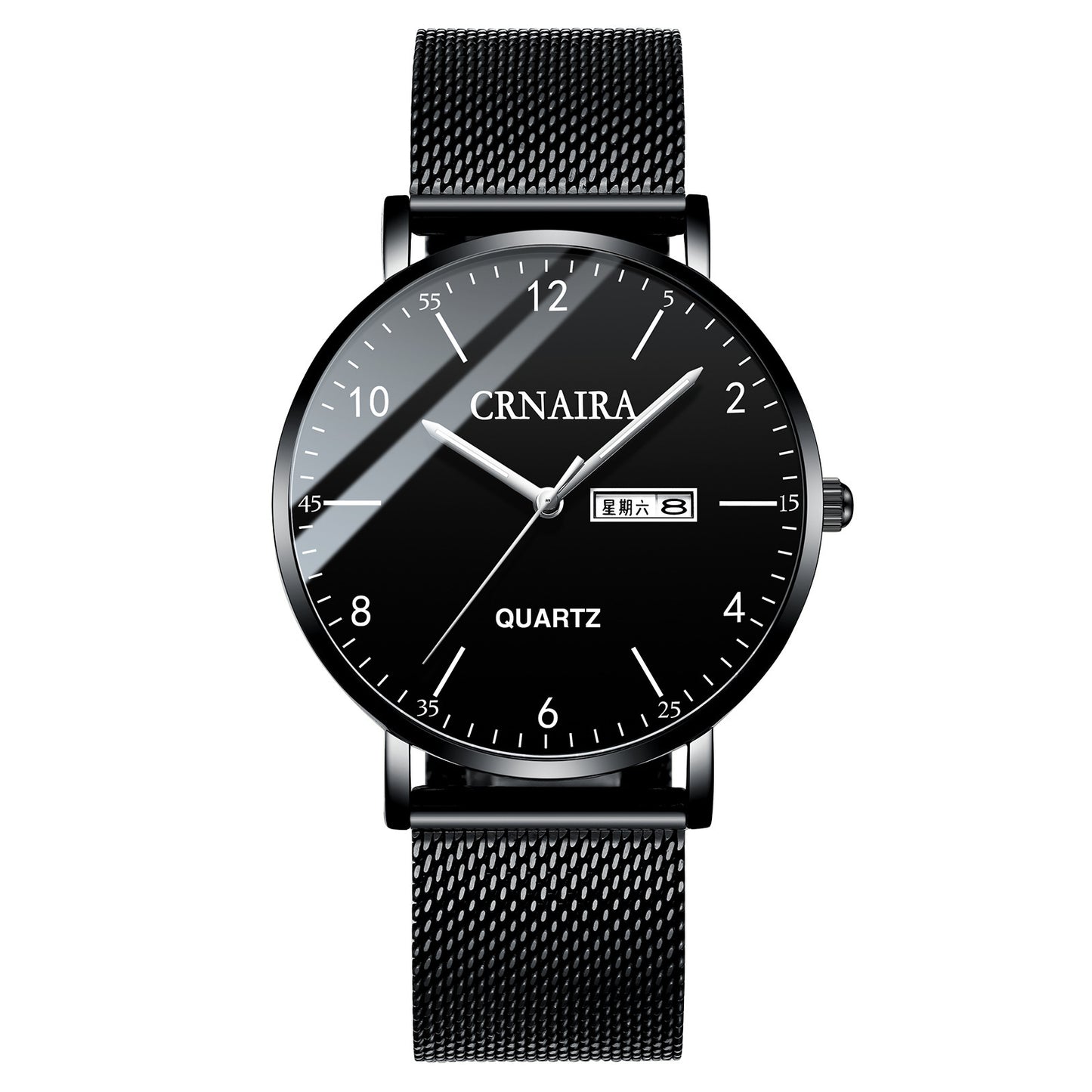 Men's Watch Mesh Black Steel Band