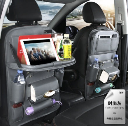 Leather Car Storage Bag Multifunction Seat Back Tray