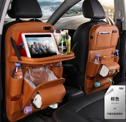 Leather Car Storage Bag Multifunction Seat Back Tray